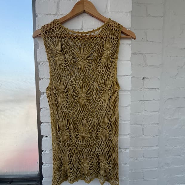 #13 Hand-knit Floral Crochet Vest