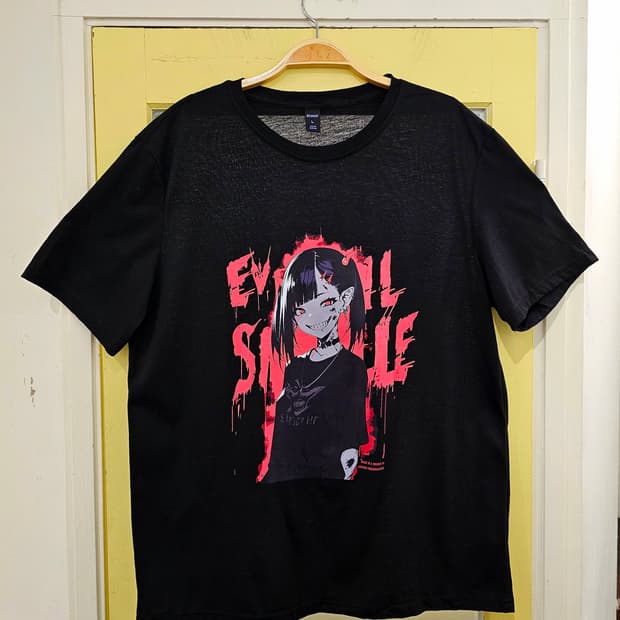 Romwe 블랙 Evil Smile 프린팅T