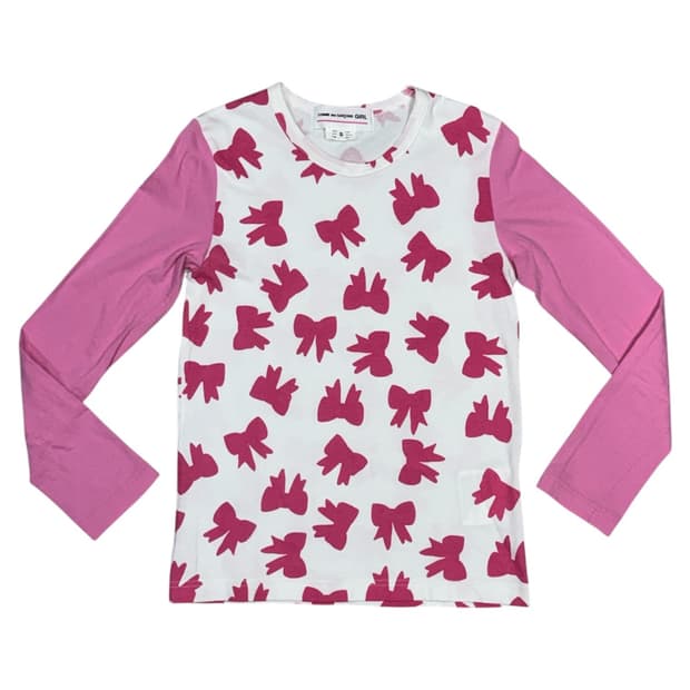 2018 꼼데가르송 걸 리본 패턴 롱슬리브 티셔츠