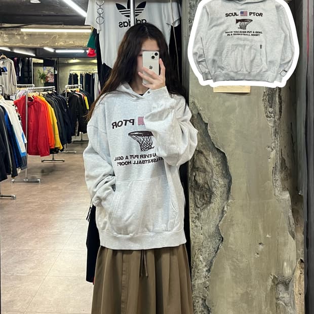 스컬프터 프린팅 후드티 그레이 XL  #csz2060