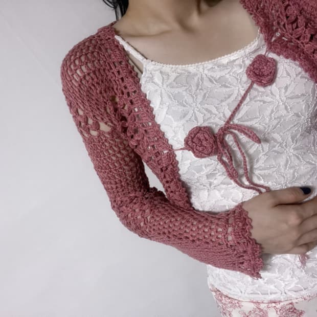 pink flower knit cardigan