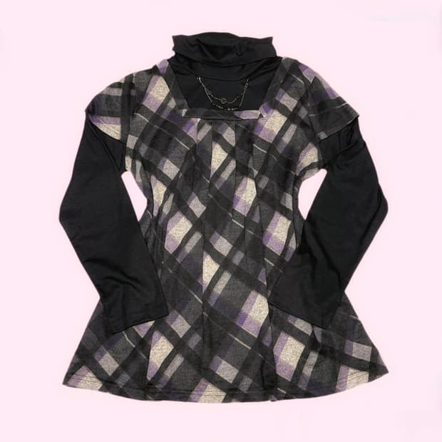 걸서클 시부야 핀터레스트 갸루 목걸이 레이어드 원피스 폴라 긴팔티