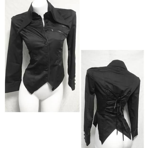 빈티지 bodyline 바디라인 고스 고딕 지퍼 디테일 코르셋 셔츠 자켓