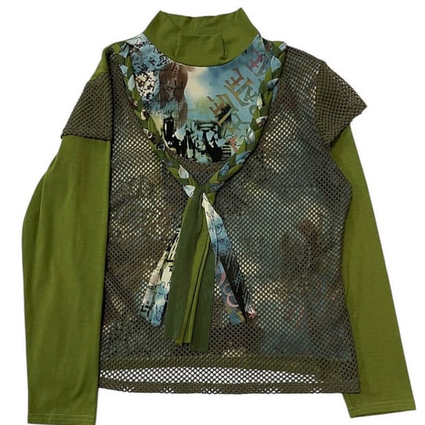 Mesh print green t-shirts