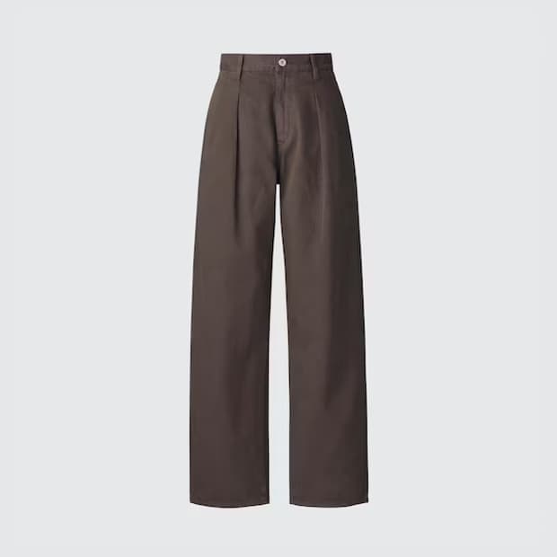 유니클로 U 데님턱팬츠 브라운 24