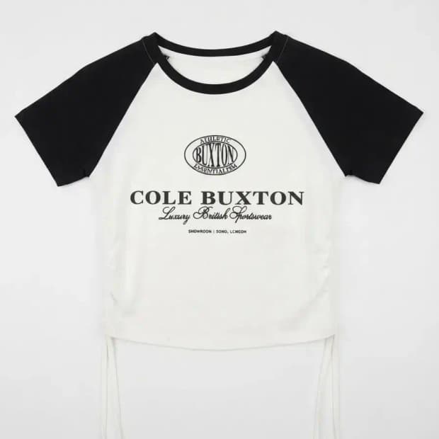 COLE BUXTON 셔링 크롭티 화이트