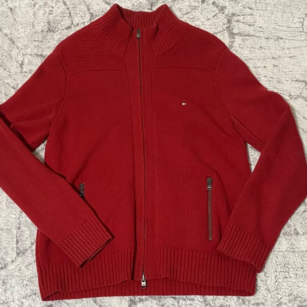 [M] 타미힐피거 짚업 가디건 레드