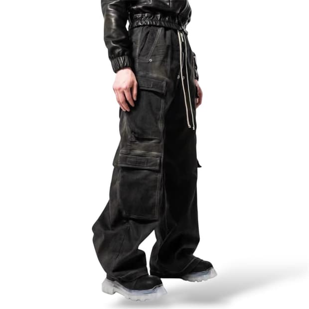 릭 스타일 무드 블랙 데님 카고팬츠 