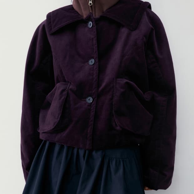 로우클래식 버블 세일러 벨벳 자켓 퍼플