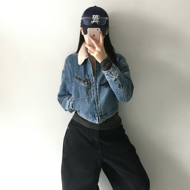 리 쉐르파 크롭 데님자켓