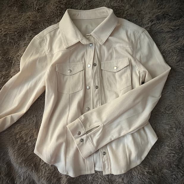 코듀로이 세미크롭 버튼 셔츠