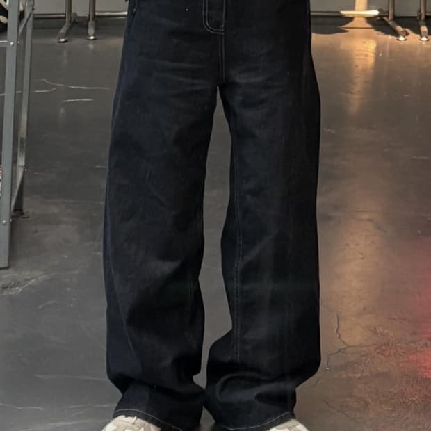 블랙업 와이드 생지데님 하이웨이스트 데님팬츠 A3475