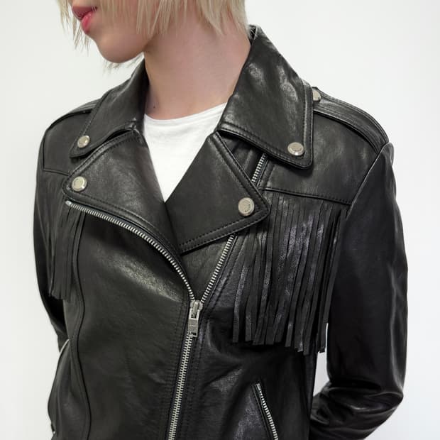 게스 프린지 레더 자켓