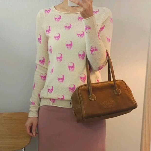 (XS)SKULL CASHMERE 캐시미어 해골 패턴 니트