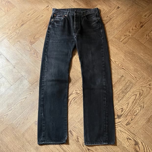 [30]리바이스 501 빈티지 워싱 스트레이트 흑청 데님 팬츠