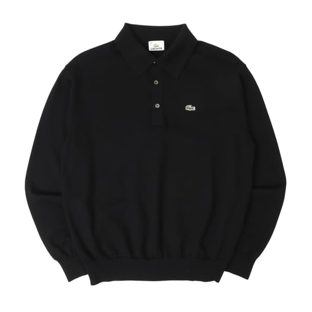 라코스테 블랙 버튼업 카라 울 니트