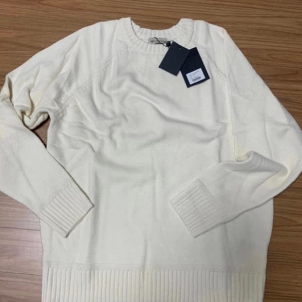미착용 맨인정글 화이트 울캐시미어 크루넥니트