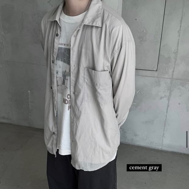 [4] 폴리테루 텐코셔츠 시멘트그레이