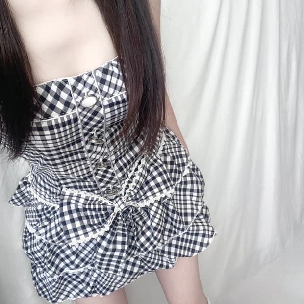 Cecil Mcbee 세실맥비 체크 왕리본 원피스