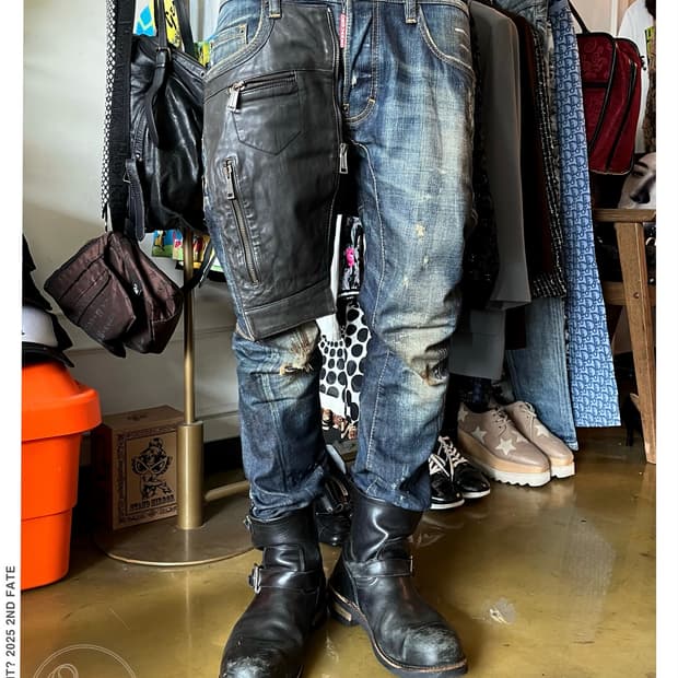 Dsquared2 12fw Leather Patch Biker Jeans
