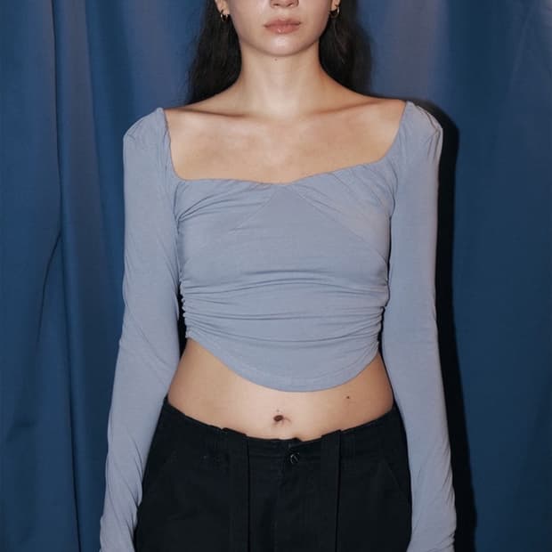 Misty Shirring Long Sleeve Top