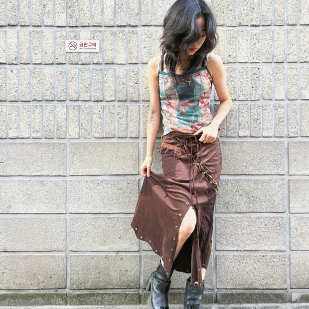 오즈온 보헤미안 무드 아일렛 롱 스커트