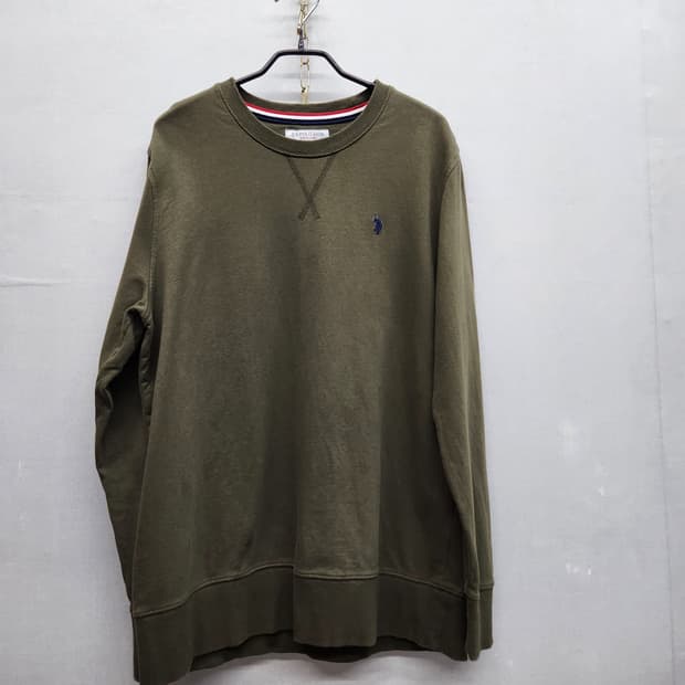 U.S폴로 로고자수 올리브카키 맨투맨 L(L)