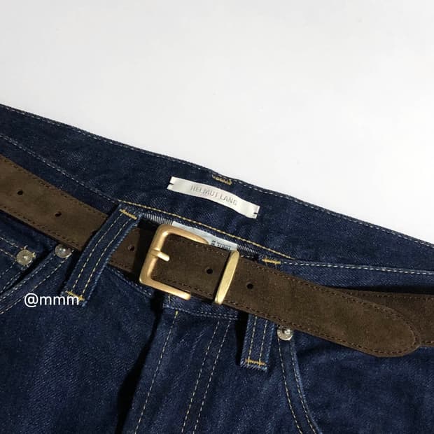 [Unisex]골드링 스웨이드 가죽 벨트 브라운