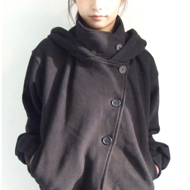 오스하이 후드집업 High Neck Hood Zip Up Black