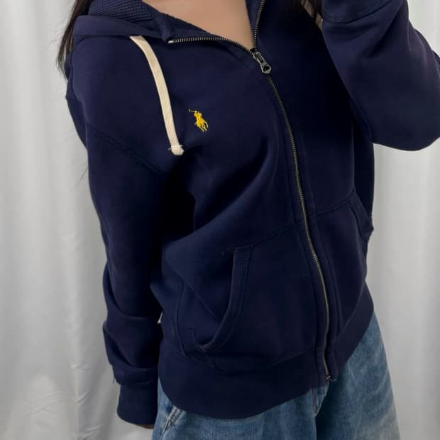 폴로 네이비 후드집업