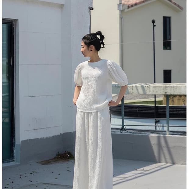 Eunoia 유노이아 여름 블라우스, 팬츠 (블랙컬러)