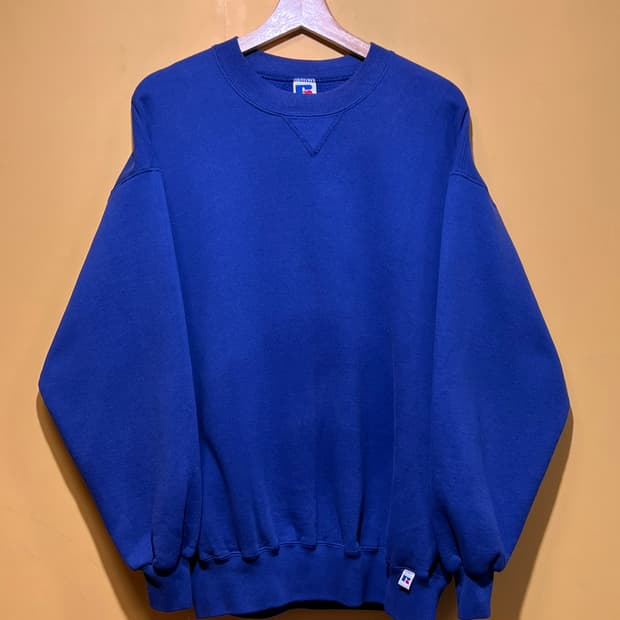 90's [XL] 러셀 애슬레틱 빈티지 무지 맨투맨 로열블루 USA 미제