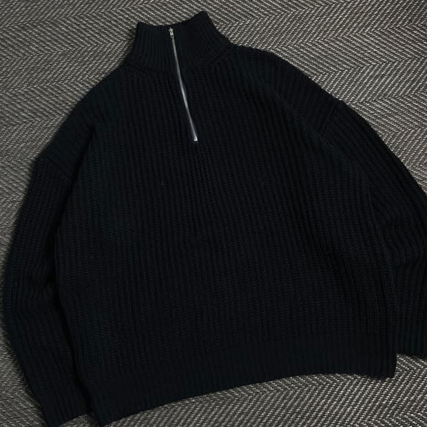 트릴리온 카라넥 니트 하프 집업 네이비y 3979