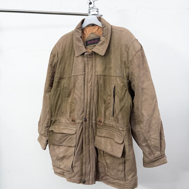 90s Mirage hard-faded leather car coat