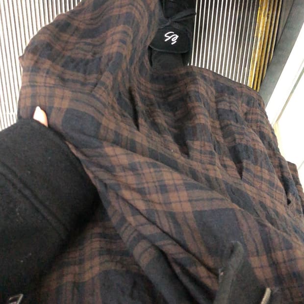 버섯 도자기 체크스커트