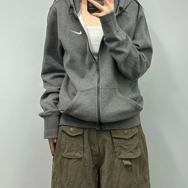 나이키 00s 스우시 그레이 기모 후드집업