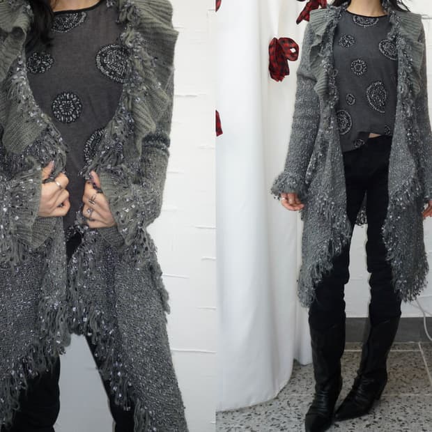 boho fringe long cardigan