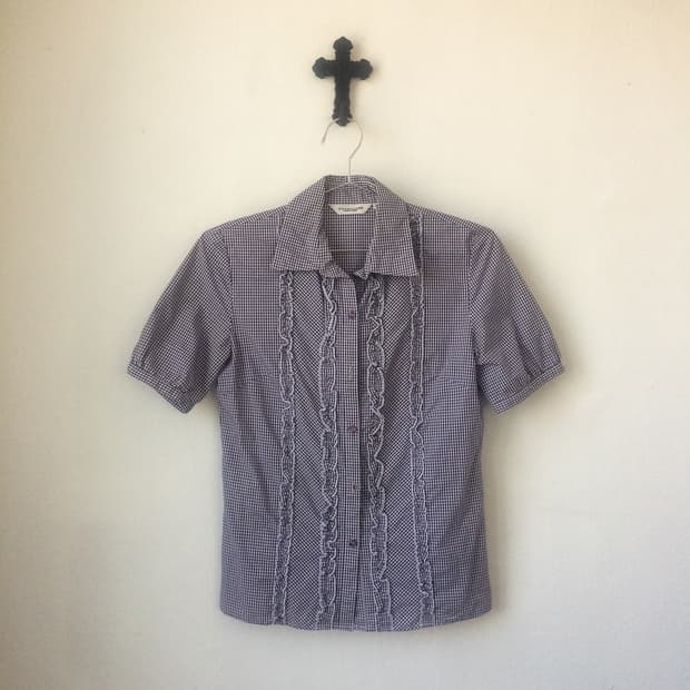 Frill check pattern shirt