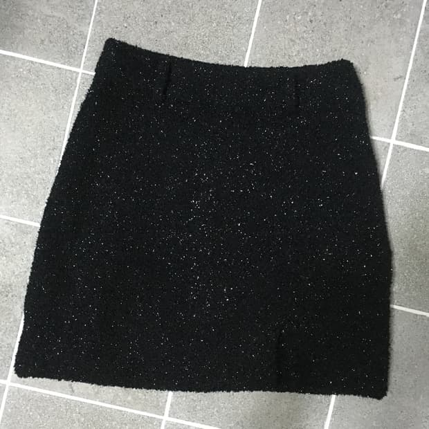 클라따 트위드 스커트 블랙