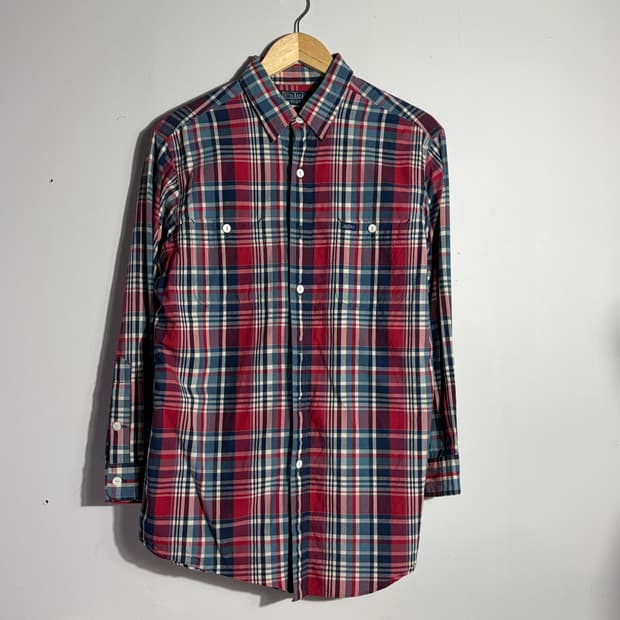 폴로 랄프로렌 빈티지 레드·네이비 투포켓 체크 셔츠 (무료배송