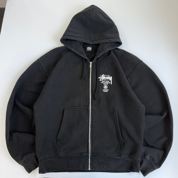 Stussy  스투시 월드투어 블랙 후드집업