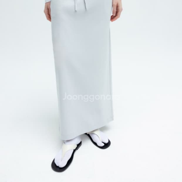 lfm drawstring maxi skirt light gray