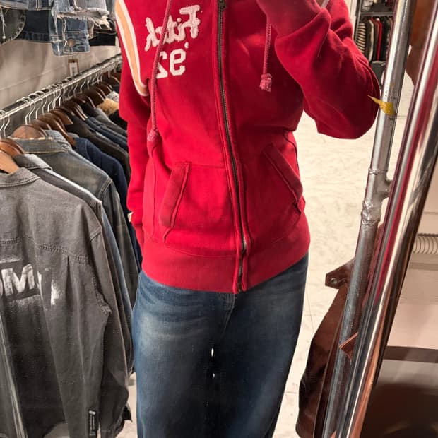 (정품/L)아베크롬비 후드집업 레드 a1