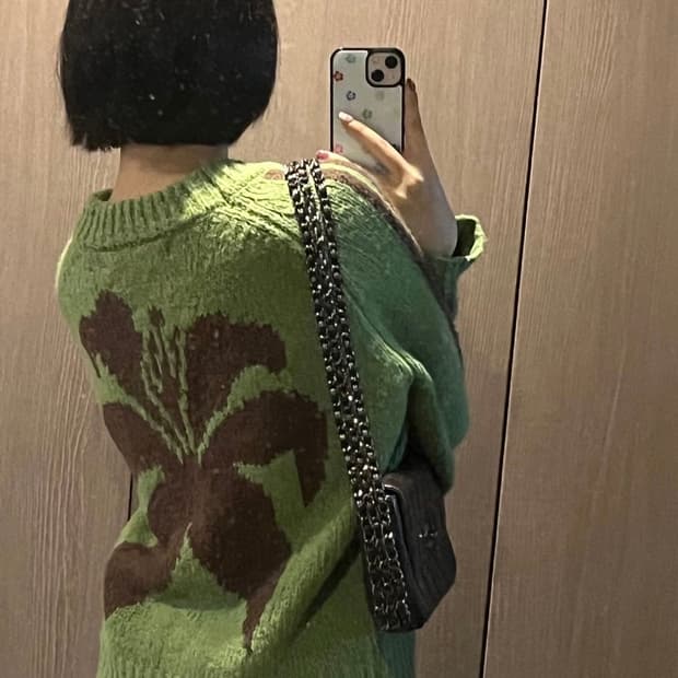 릴리 부클 니트 스웨터, 라이트 그린