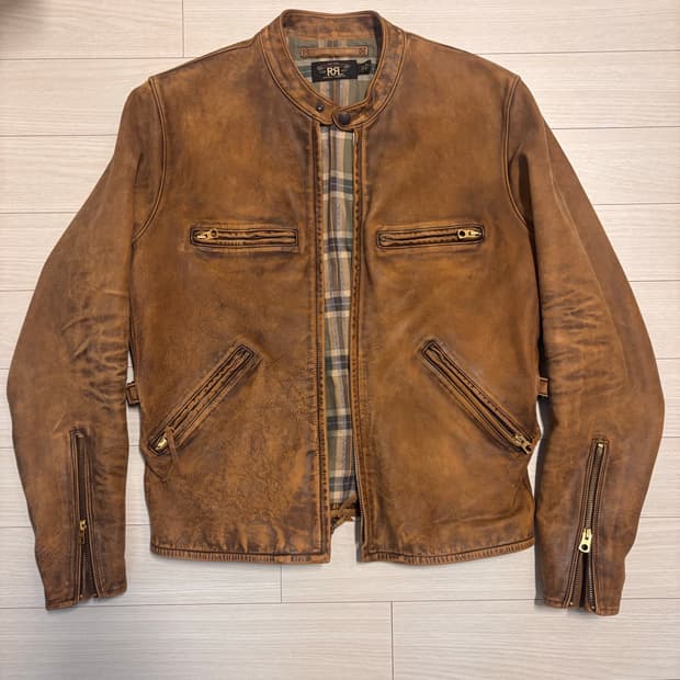 (Msize) rrl 모토 가죽 자켓