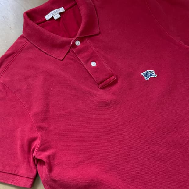 버버리 기마패치 버건디 카라 반팔티 S