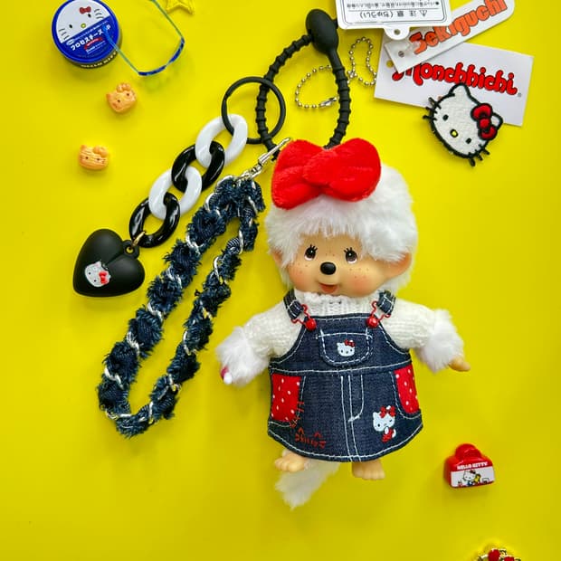 (85) 🐒정품몬치치 커스텀키링♥️키티무드 데님키치