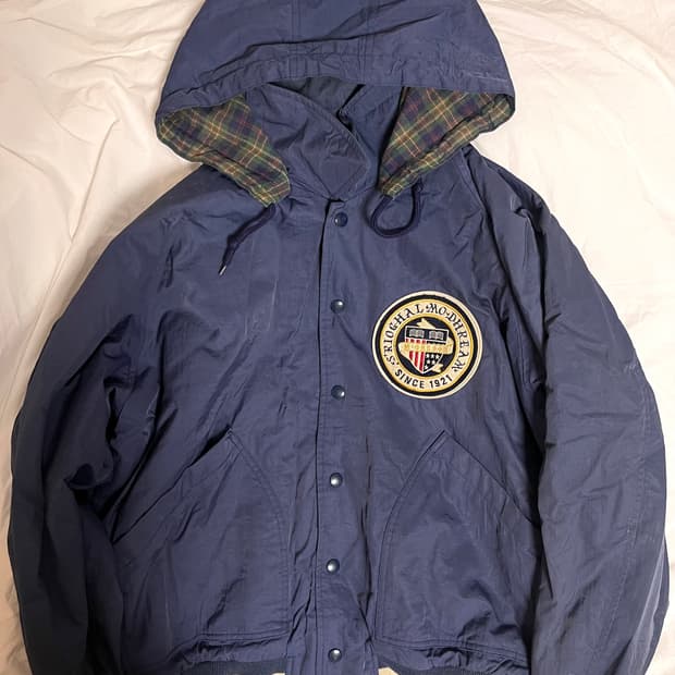 일본빈티지 y2k 네이비 바람막이 후드집업 자켓