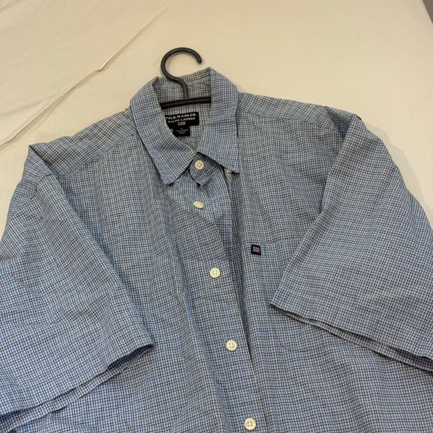 폴로 랄프로렌 체크 셔츠 하늘색 L