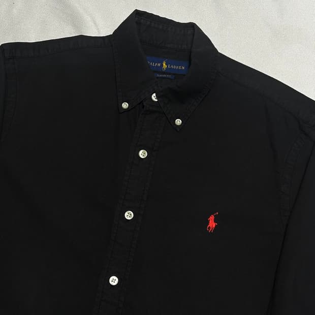 S 폴로랄프로렌 클래식핏 블랙 코튼 셔츠